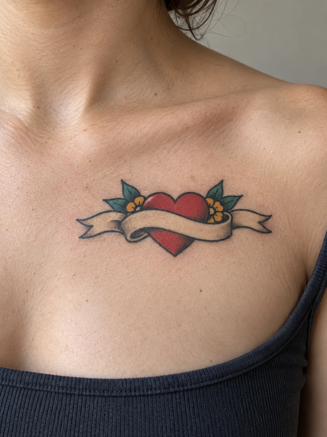 A wide banner follows the upper chest below the collarbone.