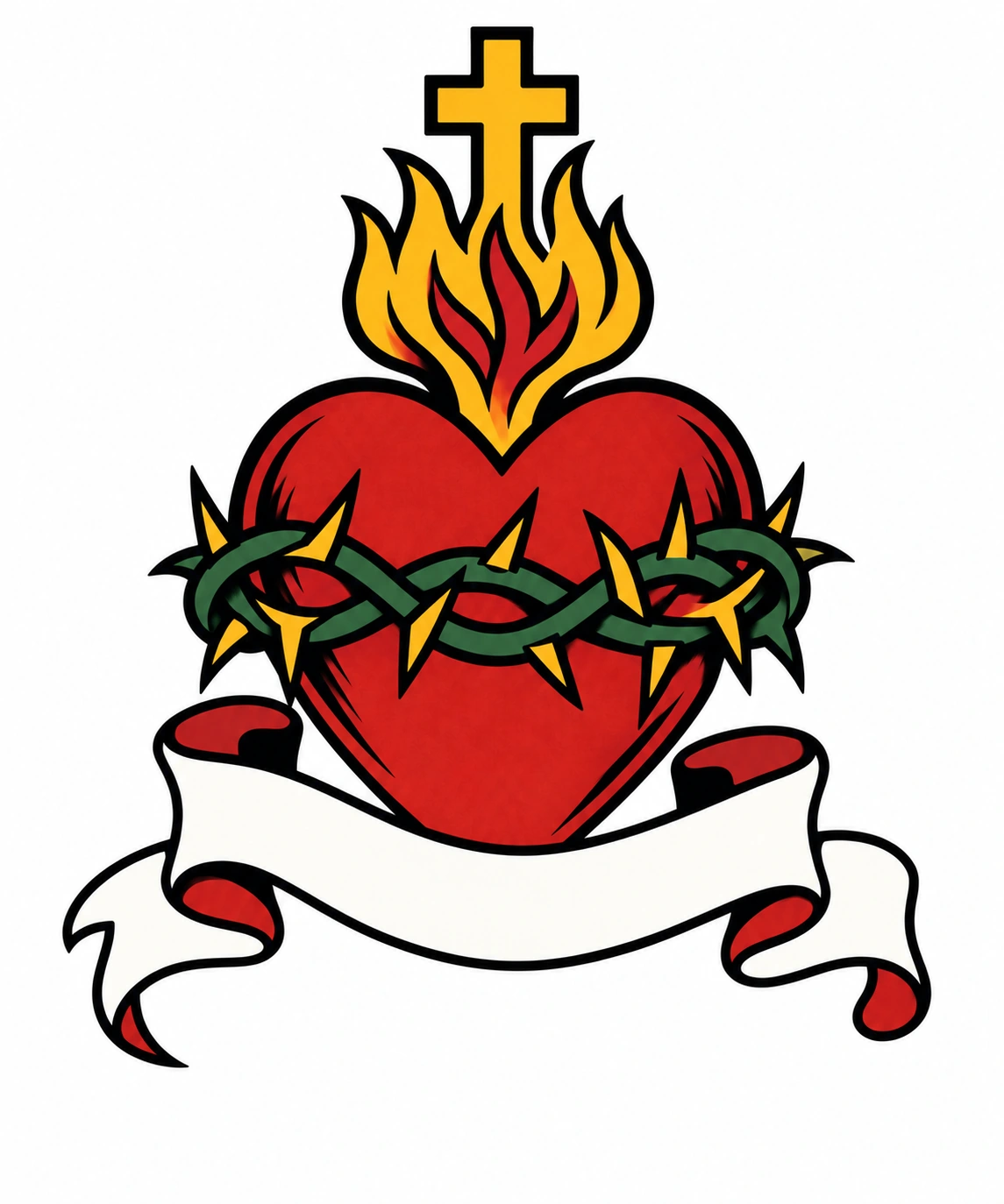Sacred heart in American traditional style