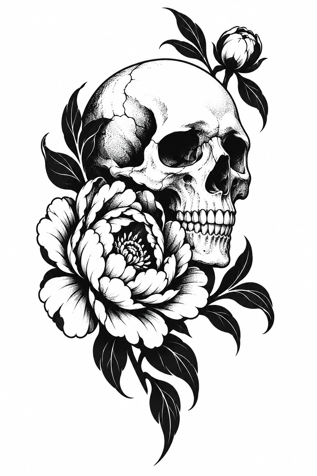 Skull in Illustrative Blackwork style