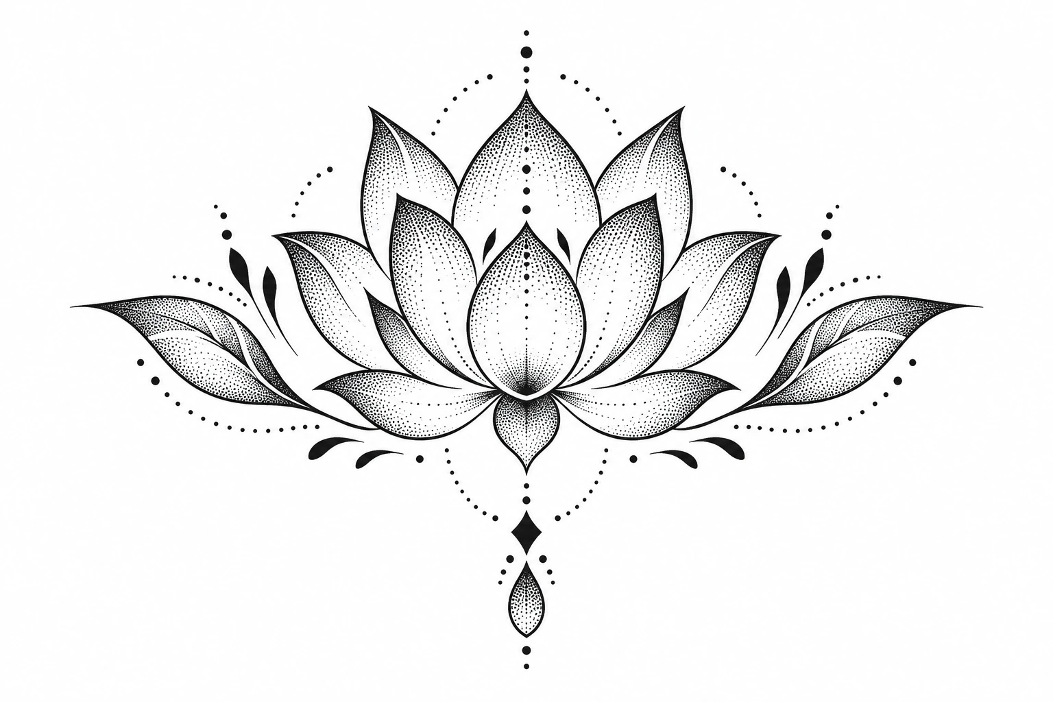Lotus in dotwork style