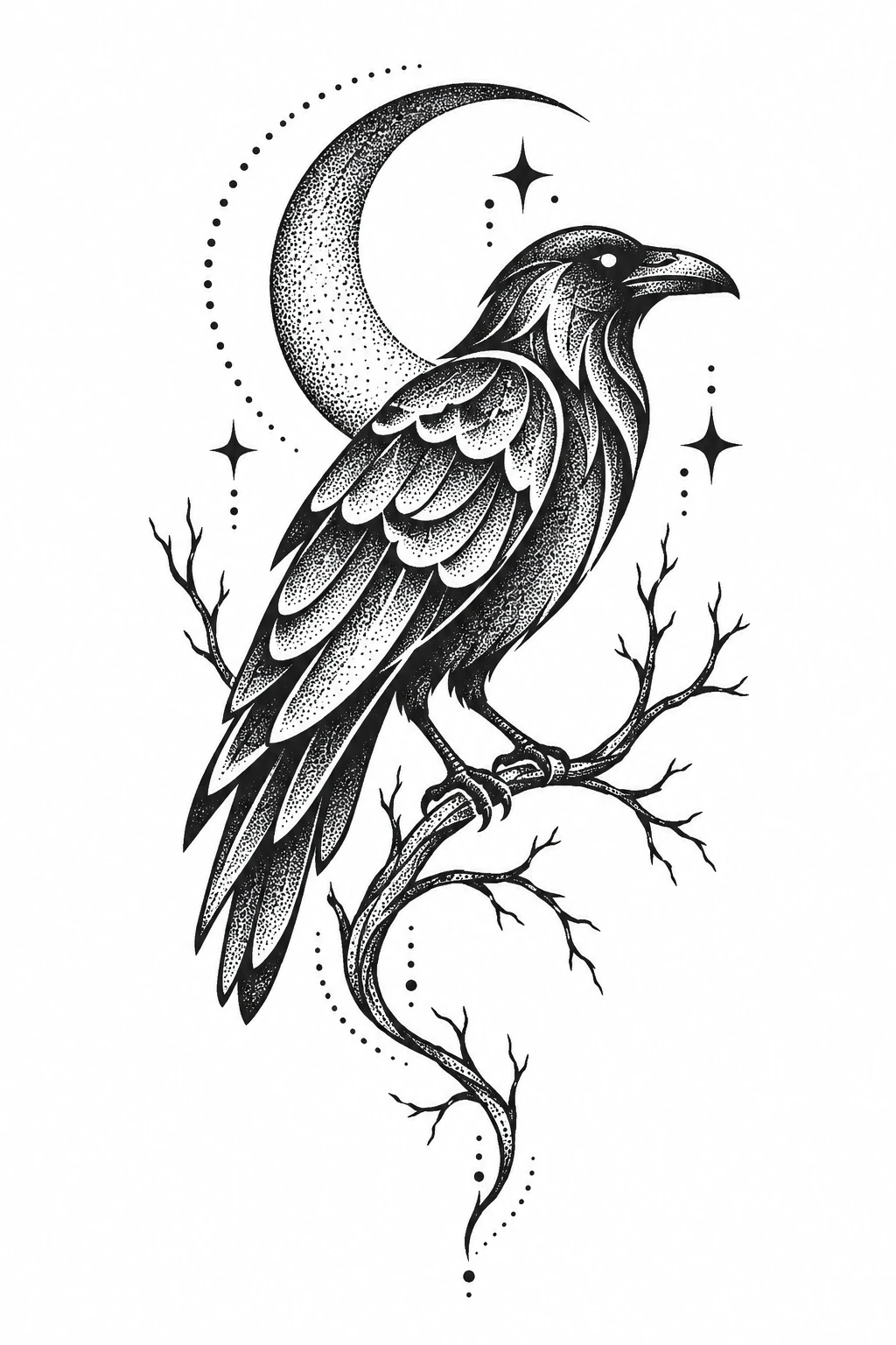Raven in dotwork style