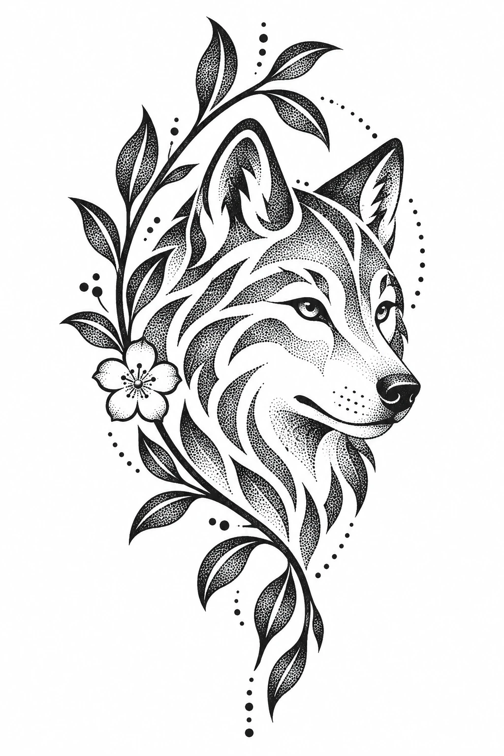 Wolf in dotwork style