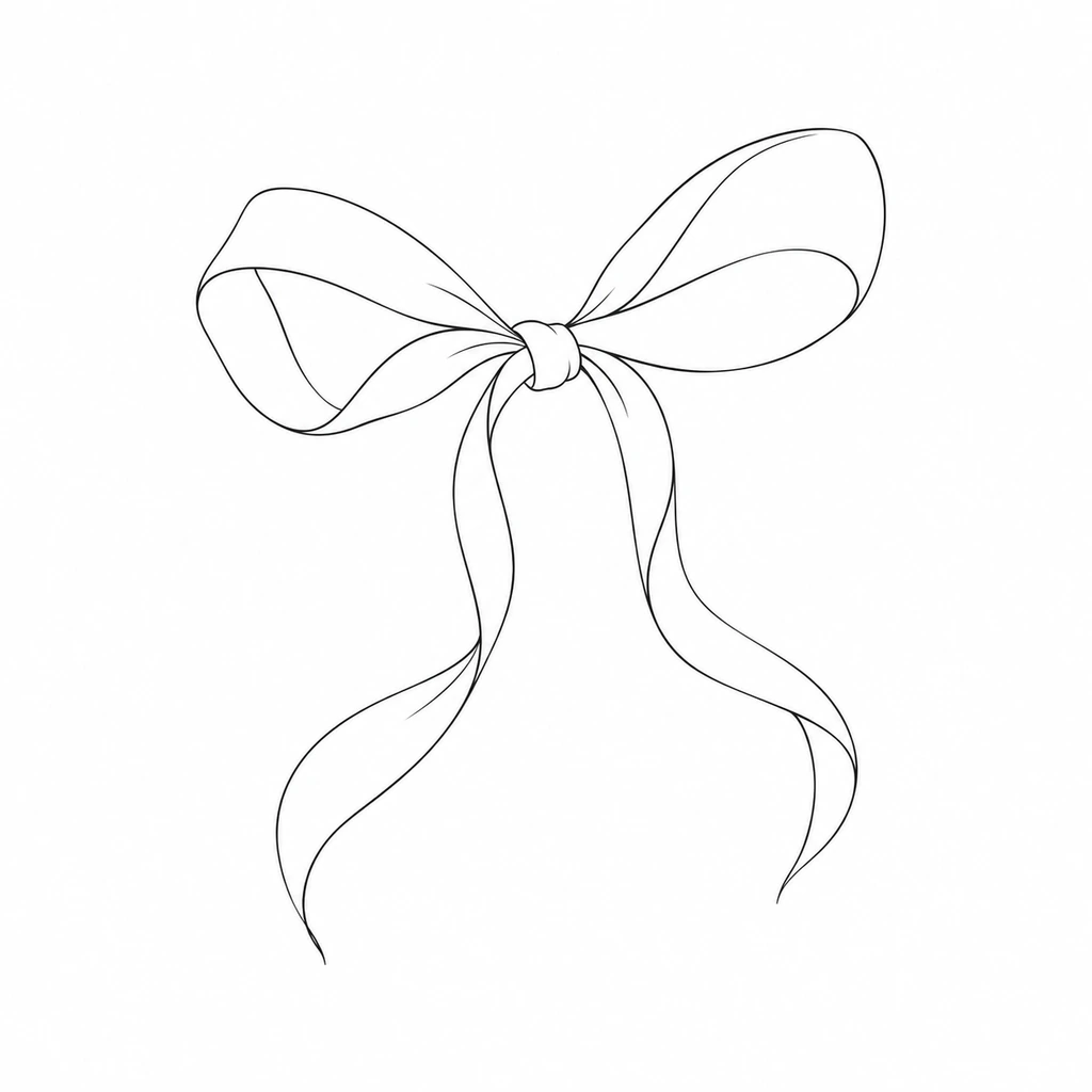 Ribbon bow, fine line tattoo design