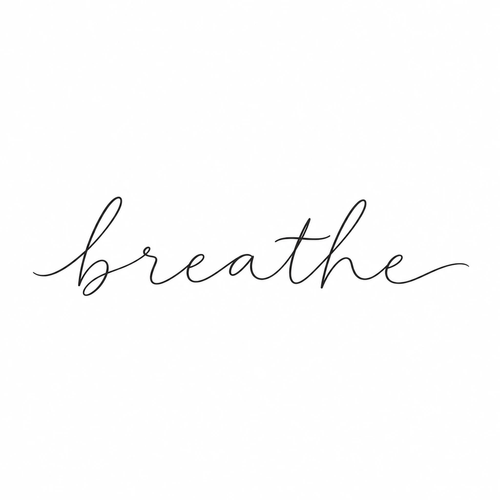 Breathe script, fine line tattoo design