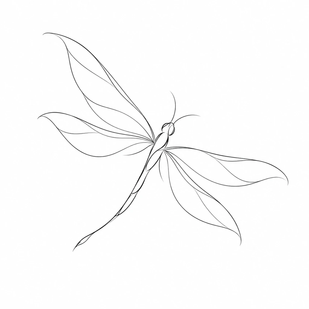 Dragonfly, fine line tattoo design