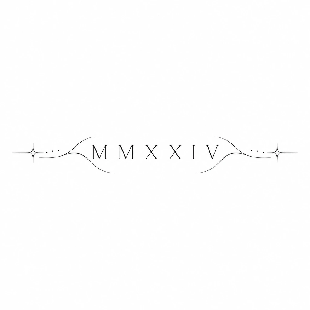 Roman numerals, fine line tattoo design