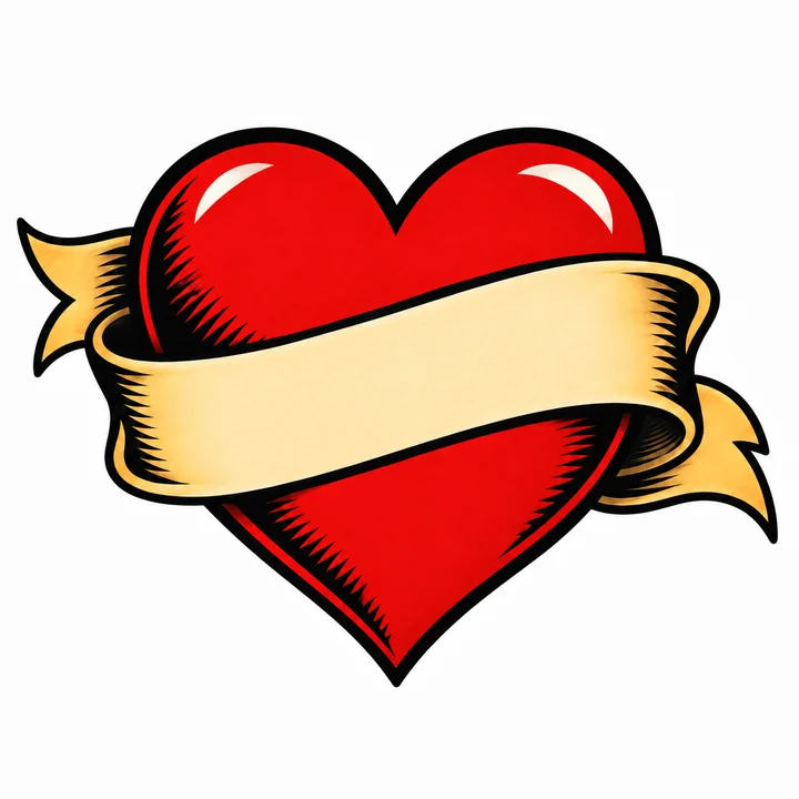 Red heart tattoo design (Colour)