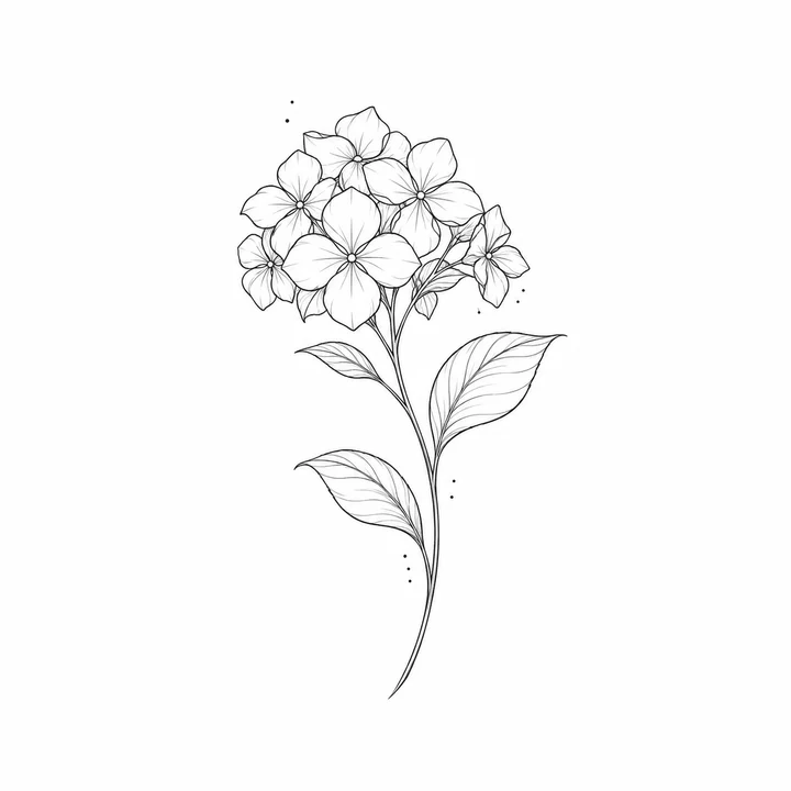 Hydrangea, fine line tattoo design
