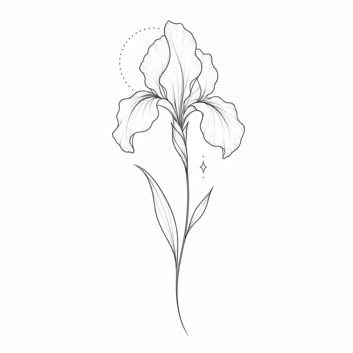 Iris, fine line tattoo design