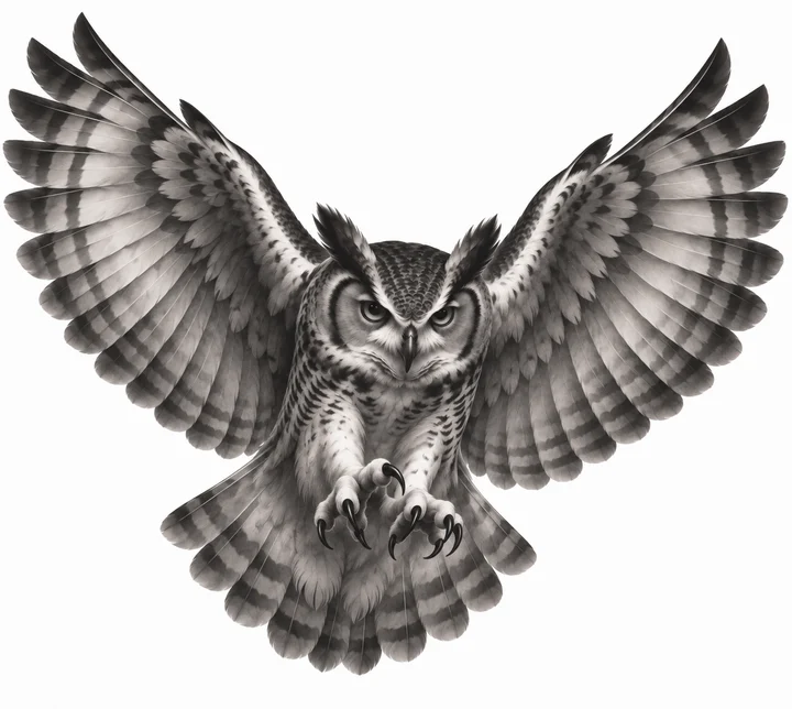 Owl tattoo design (Black & grey)