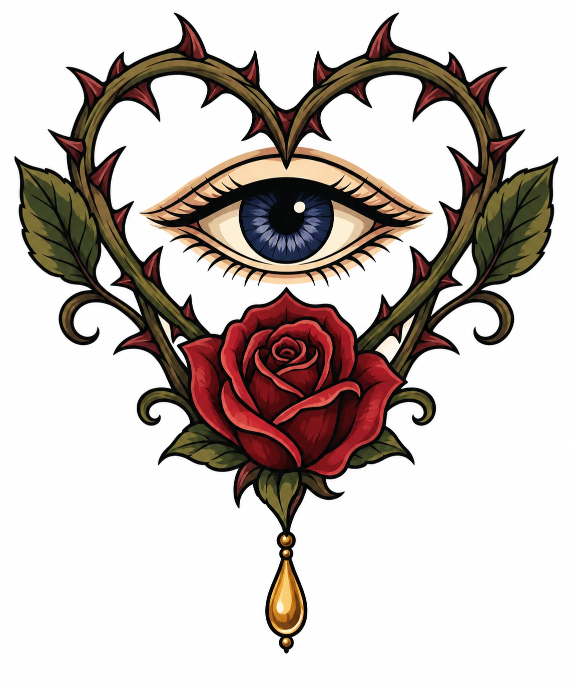 Eye & thorn heart neo traditional tattoo design