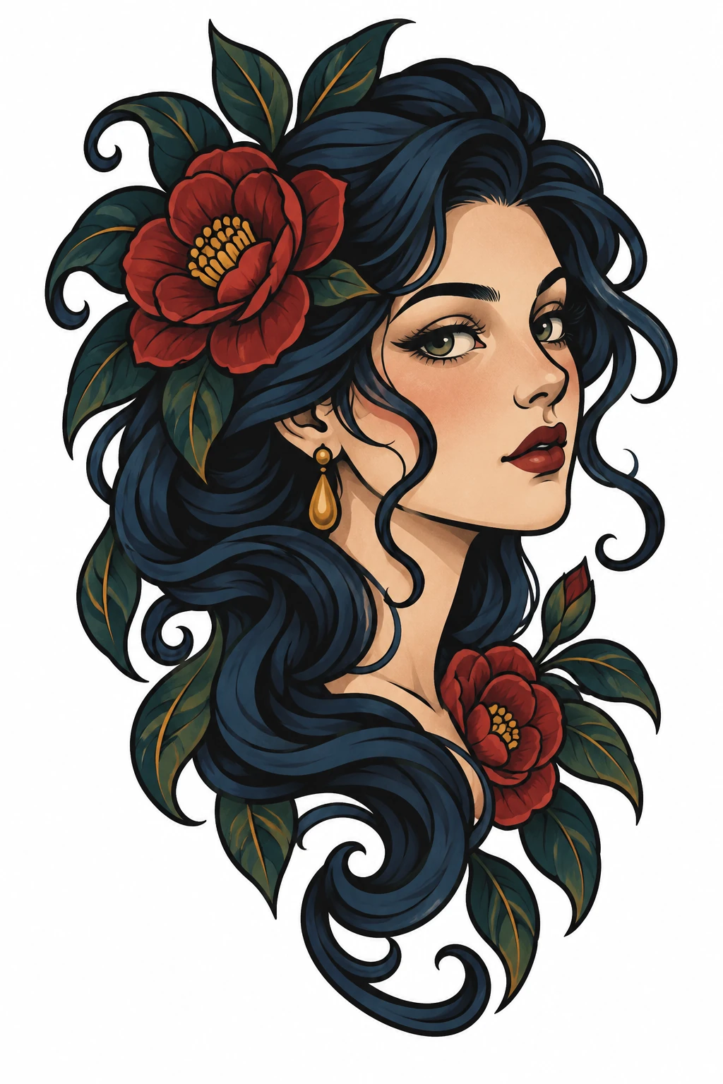 Lady portrait in neo traditional style