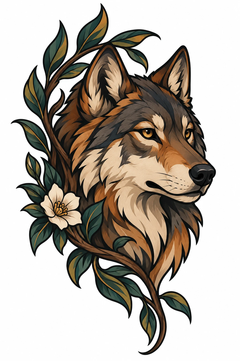 Wolf in neo traditional style